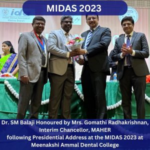 Dr. Sm Balaji Being Welcomed At Midas 2023 At Meenakshi Ammal Dental College